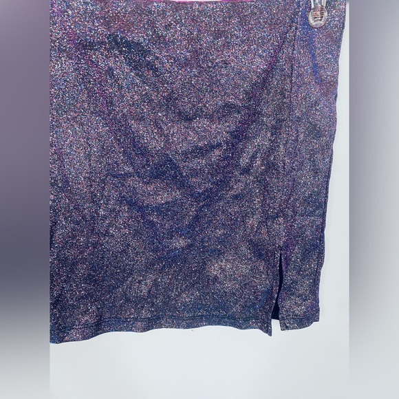 5 for $25 Purple transitional shimmer stretch mini skirt size large - Picture 3 of 11